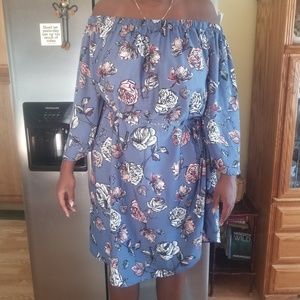 Hint of Blush off the shoulder mini Dress